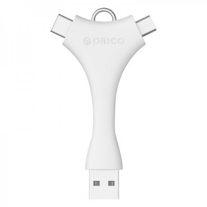 Orico 1x USB 2.0 Male - 1x microUSB 2.0 Male, 1x USB tip C Male, alb